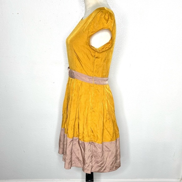 MODCLOTH Dear Creatures Gillian Fit & Flare Mini Dress Marigold Tan Size Small - Picture 5 of 11